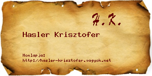 Hasler Krisztofer névjegykártya